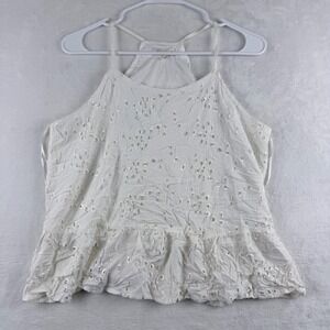 Skies Are Blue Tank Top Eyelet Ruffle White Size M